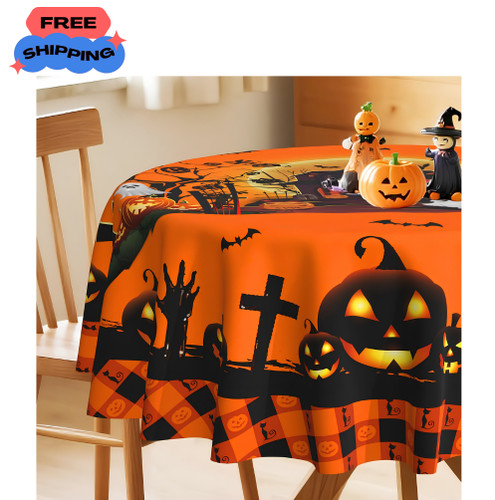 Round halloween tablecloth - halloween, 60